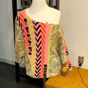Urban Outfitters Multicolor Off-Shoulder Sweatshirt